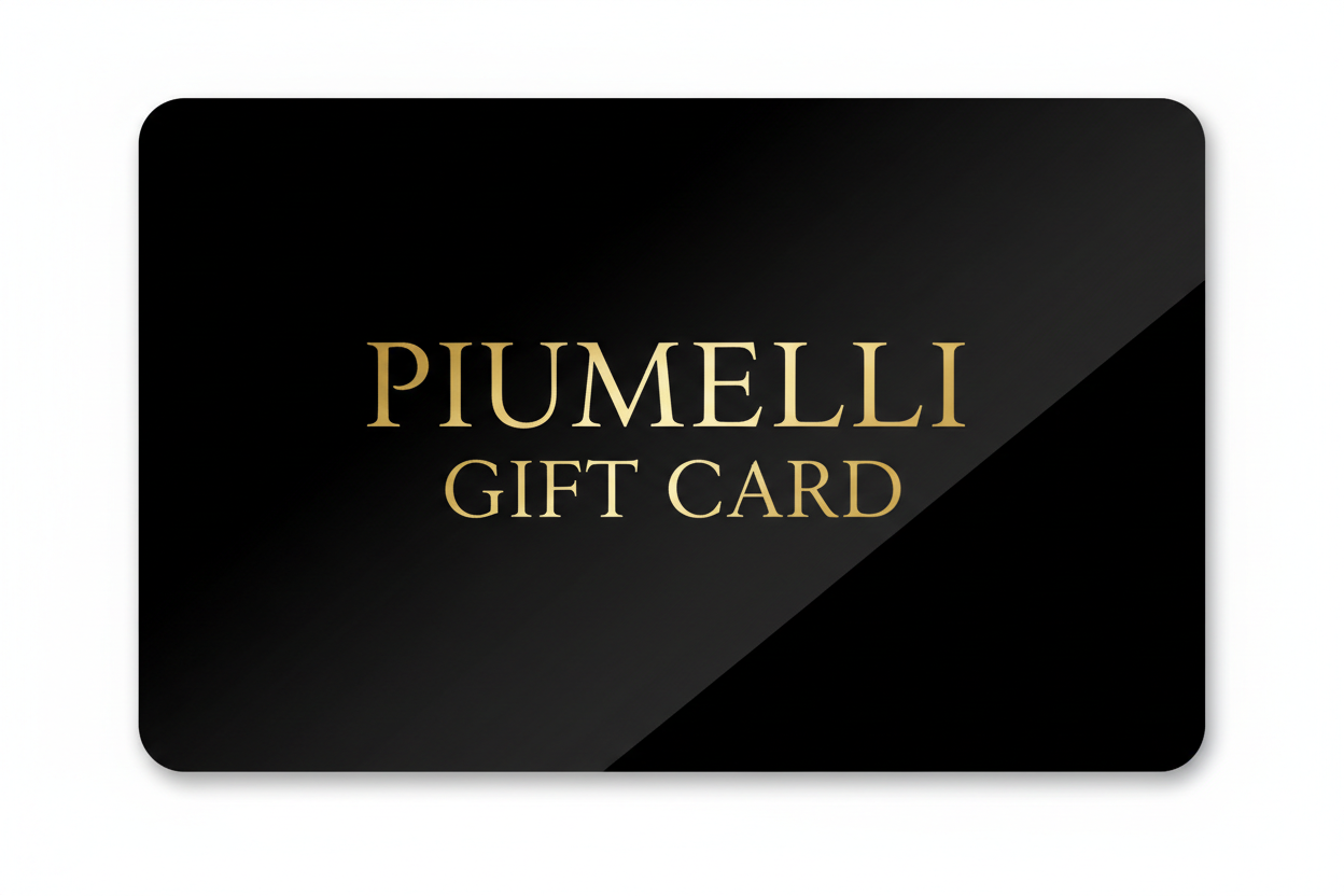 liscia, nera e gold. Solo scritta PIUMELLI GIFT CARD